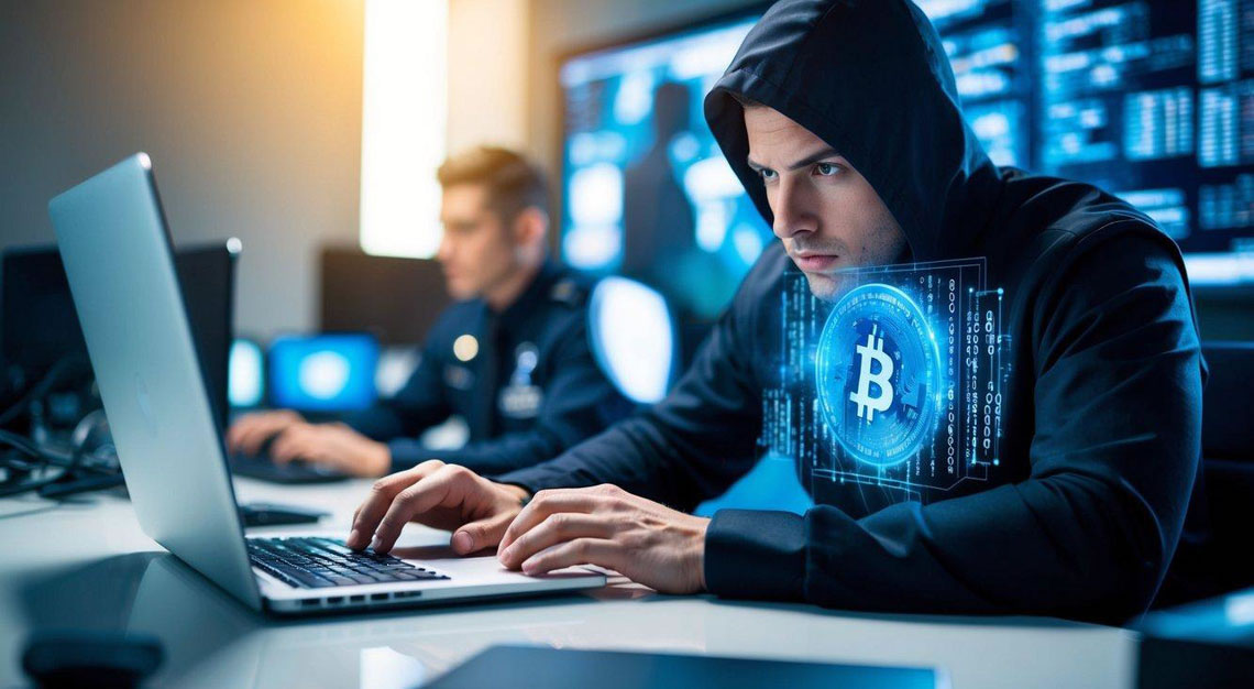 A hacker infiltrates a computer network, stealing cryptocurrency. Law enforcement investigates the crime, uncovering evidence and pursuing the perpetrator